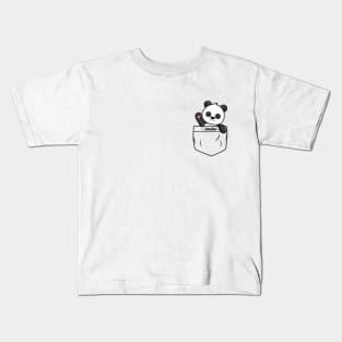 Cute panda popping out of the pocket Kids T-Shirt